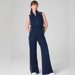 SPANX Air Luxe Elegant Sleeveless Navy Pique Jumpsuit L New with Tags